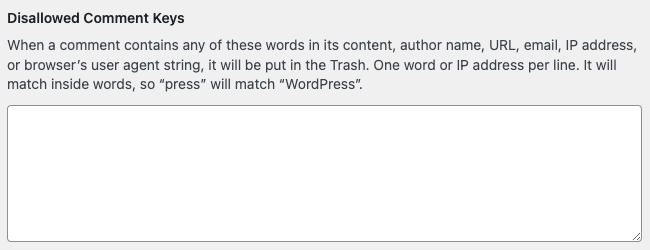 Add Spam Protection - Disallowed Comment Keys