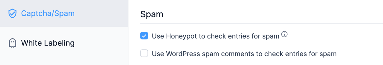 Add Spam Protection Honeypot options