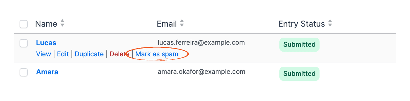 Entry Mark as Spam Link Entry Mark as Spam Link