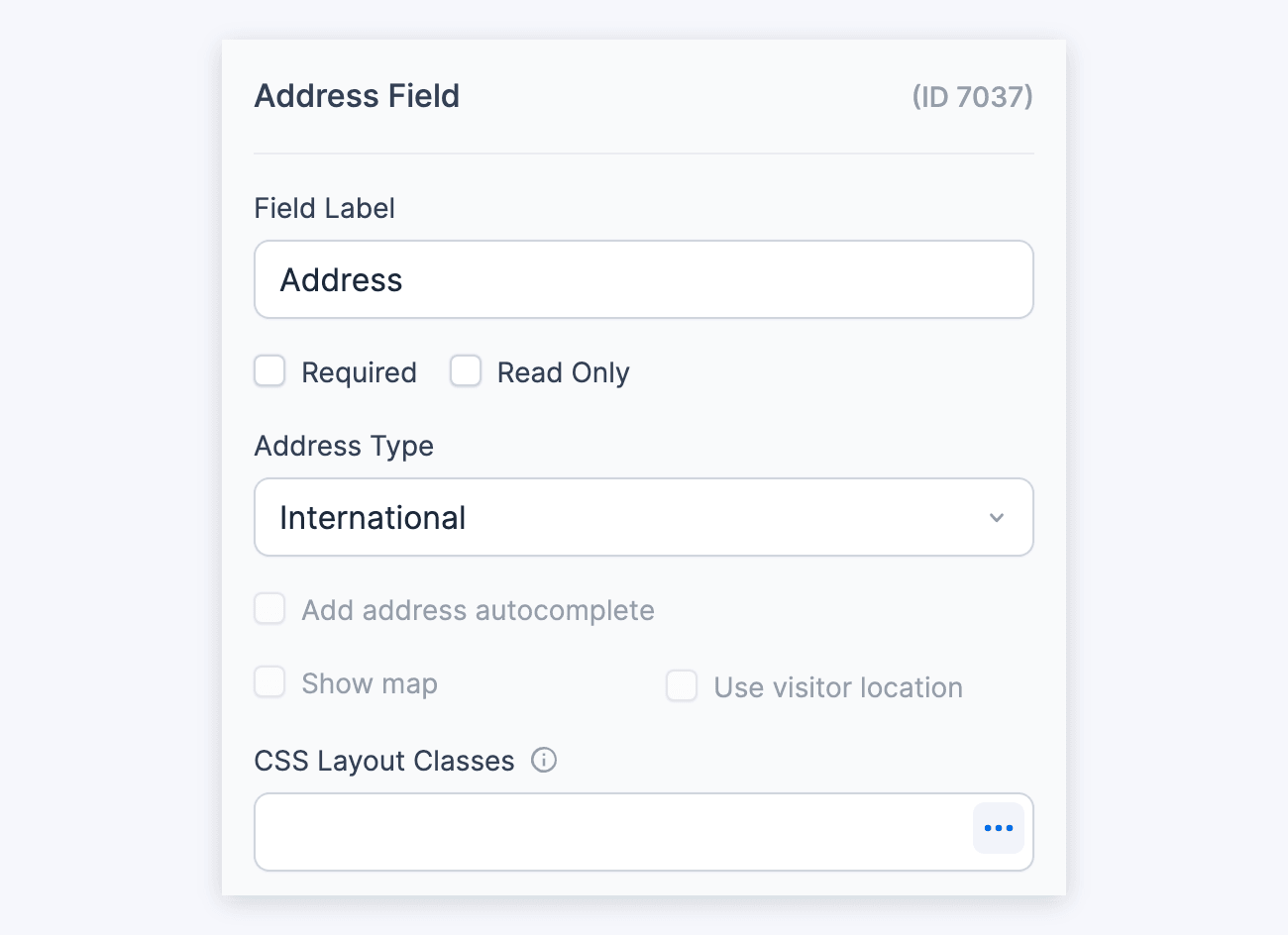Address Field Options - Required, Read Only and CSS Layout Classes