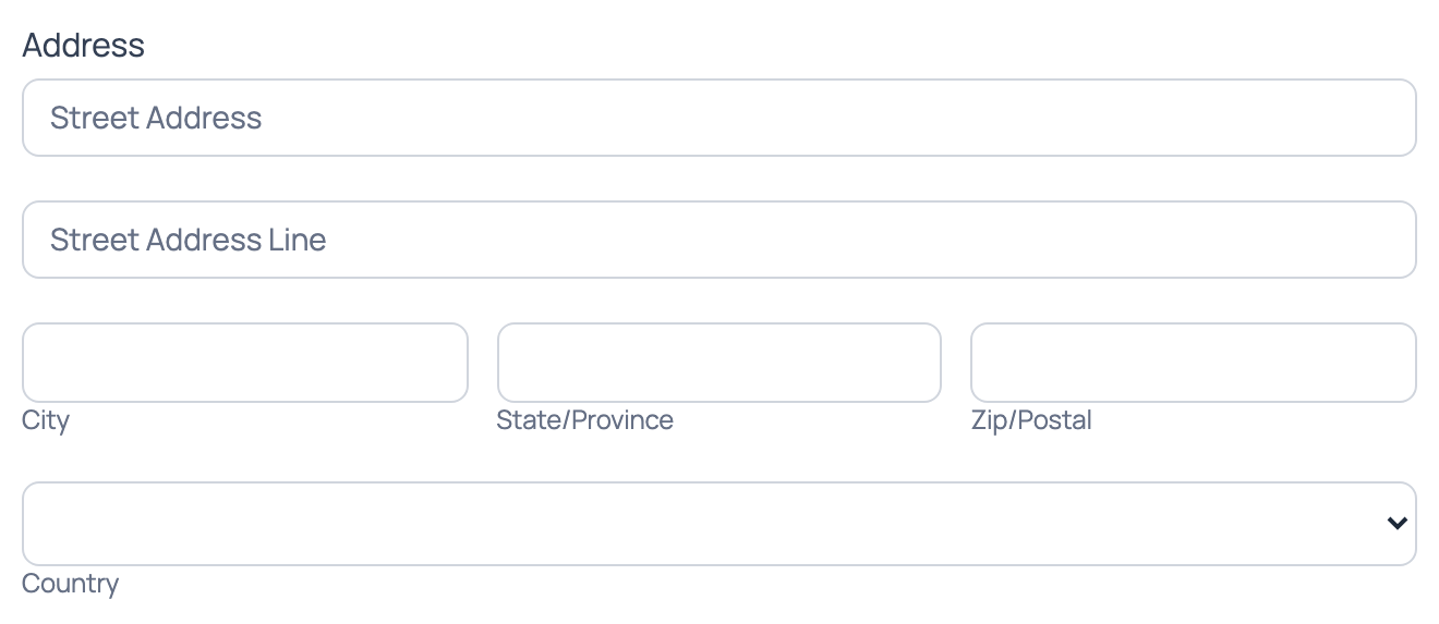 Address fields Placeholder text cleared while typing Address fields Placeholder text cleared while typing