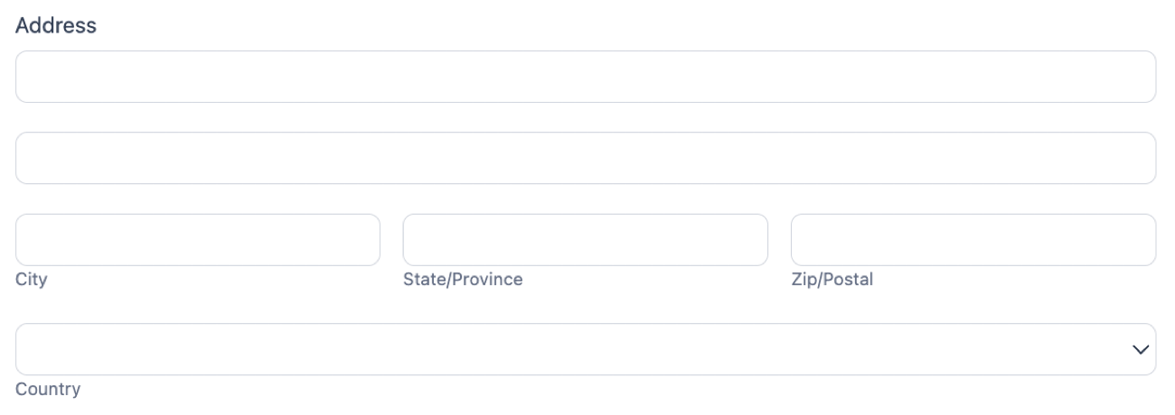 Address fields Address fields