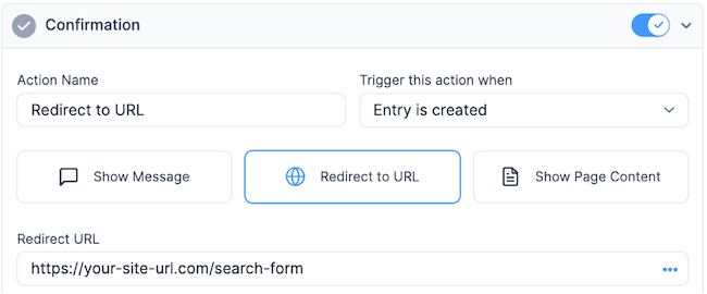 Advanced Search Redirect URL