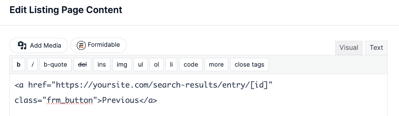 Previous Button in Detail Page