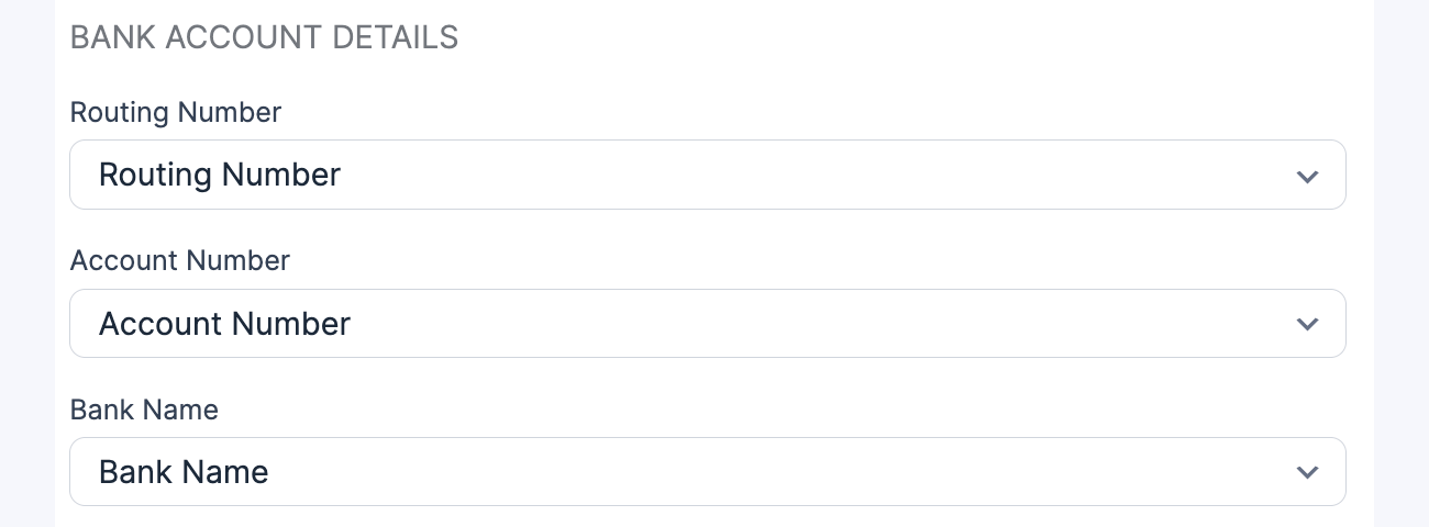 Authorize.net payment form Bank Info