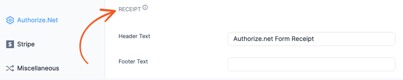 Authorize.net Receipt