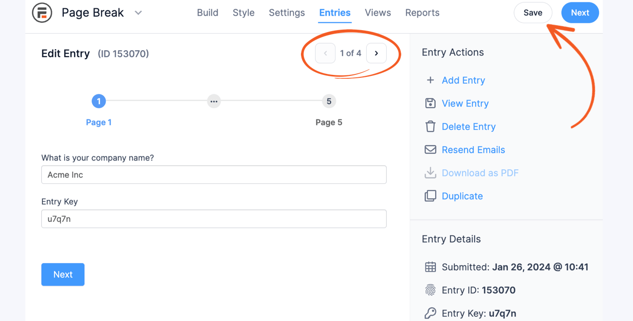 Backend Edit Save Multipage Form