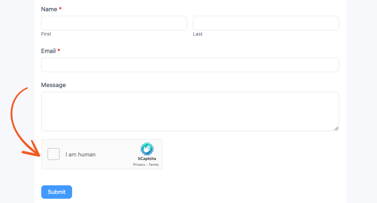View the captcha field on a published form