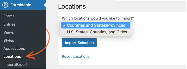 Cascading Locations Settings