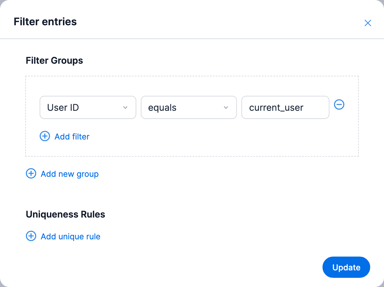 Client portal - Filter entries by User ID equals current_user