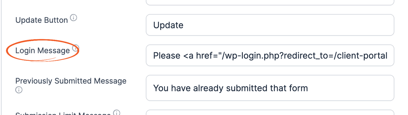 Client portal - Login Message in Global Settings