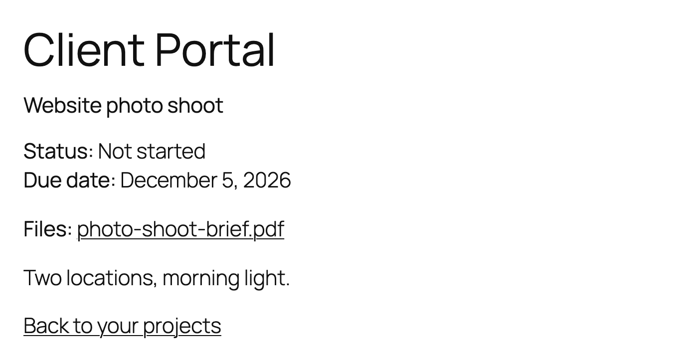 Client portal - Project detail page