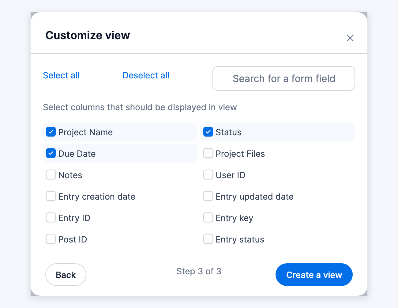 Client portal - Customize view columns Client portal - Customize view columns