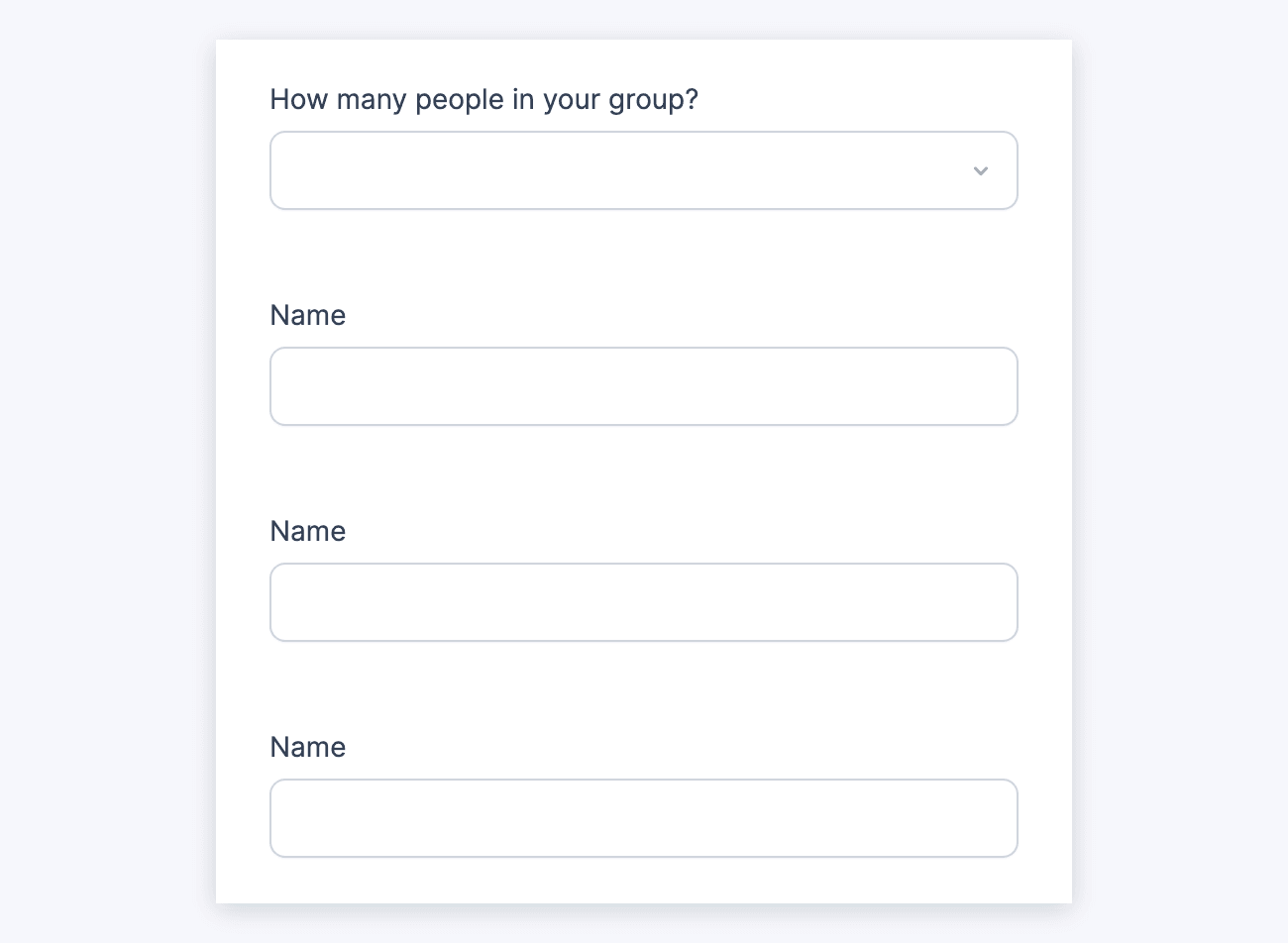 Conditional Logic - How many people in your group dropdown with 3 Name fields