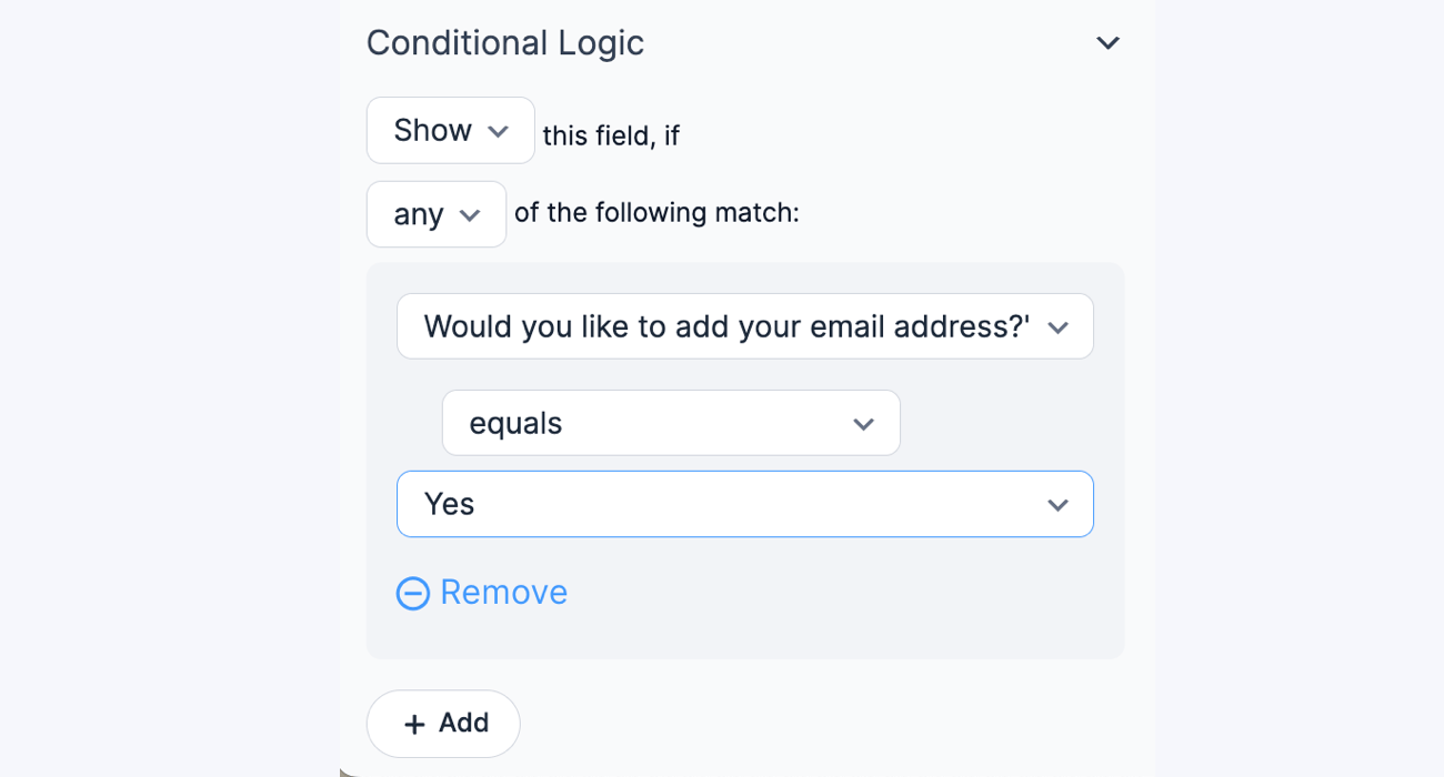 Conditionally show form fields