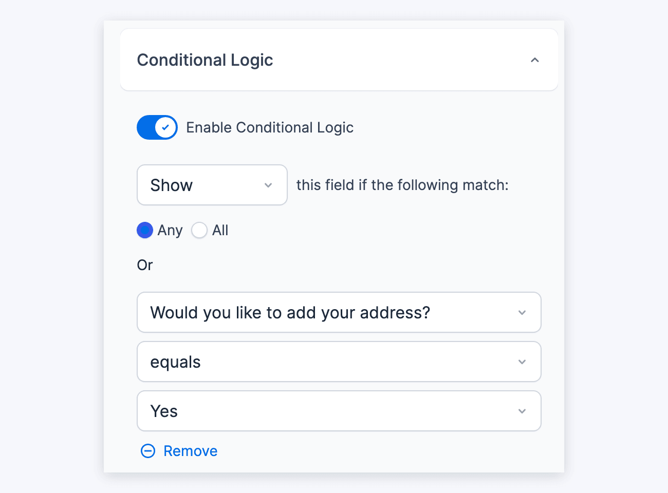 Conditional Logic - Show a Section if a radio button equals Yes