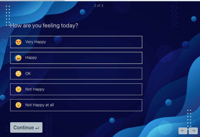 Example of a multiple-choice question in a conversational form type