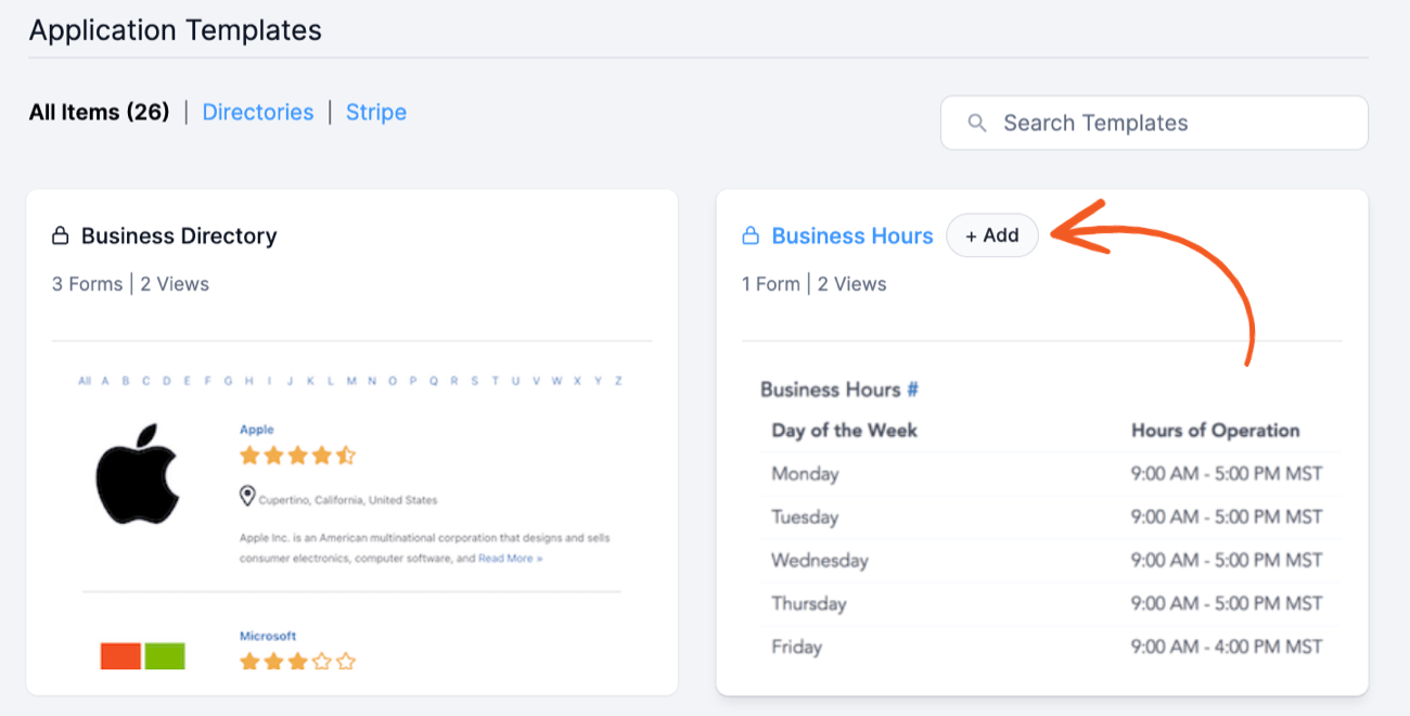 Business hours application template