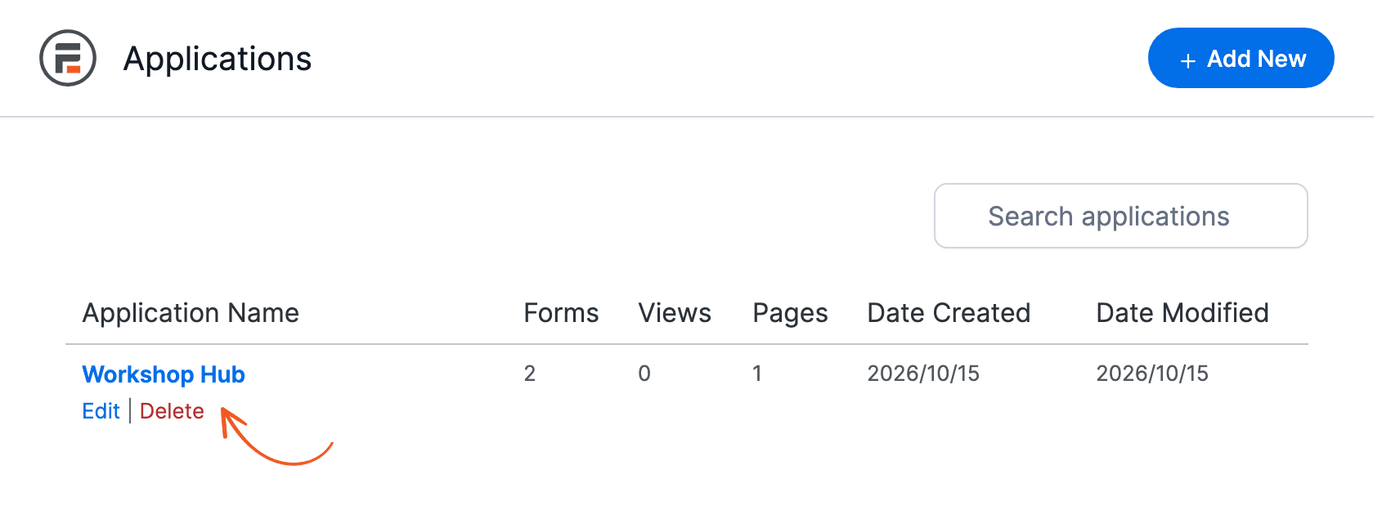 WordPress Create Application Delete Link WordPress Create Application Delete Link
