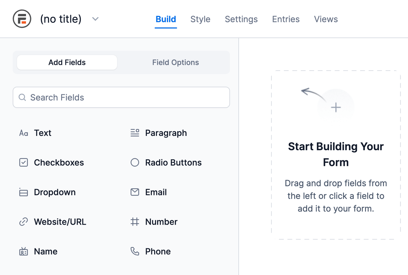 Drag and drop fields to the form builder Drag and drop fields to the form builder