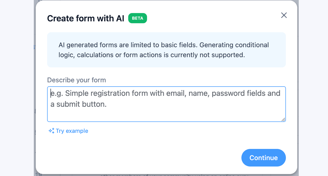 Create a form with AI prompt