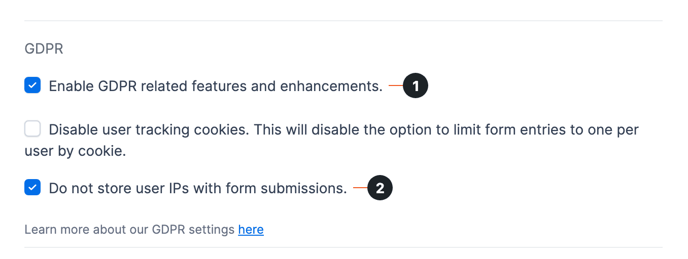 Create a form - GDPR settings with Do not store user IPs checked Create a form - GDPR settings with Do not store user IPs checked