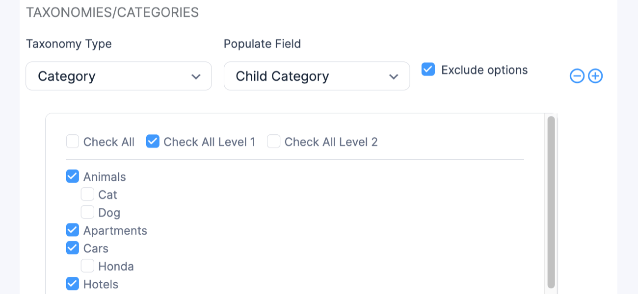 Create Posts Exclude Parents