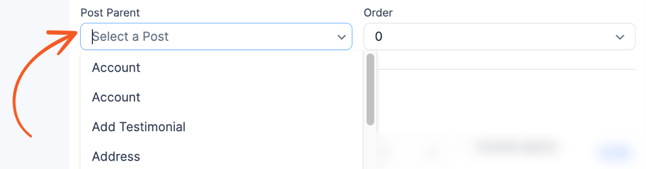 Create Post Page Parent