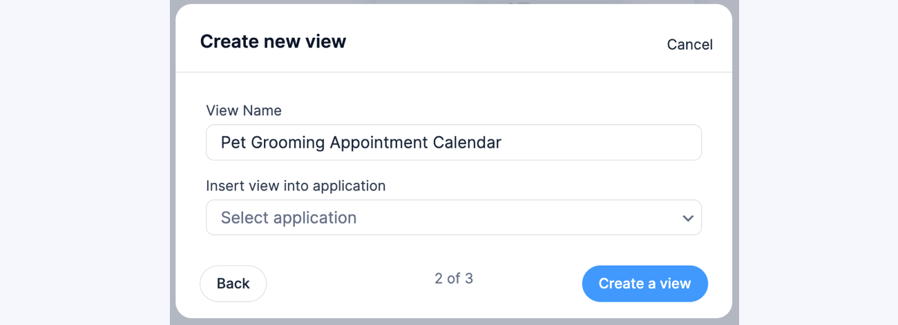 Create new View with View name