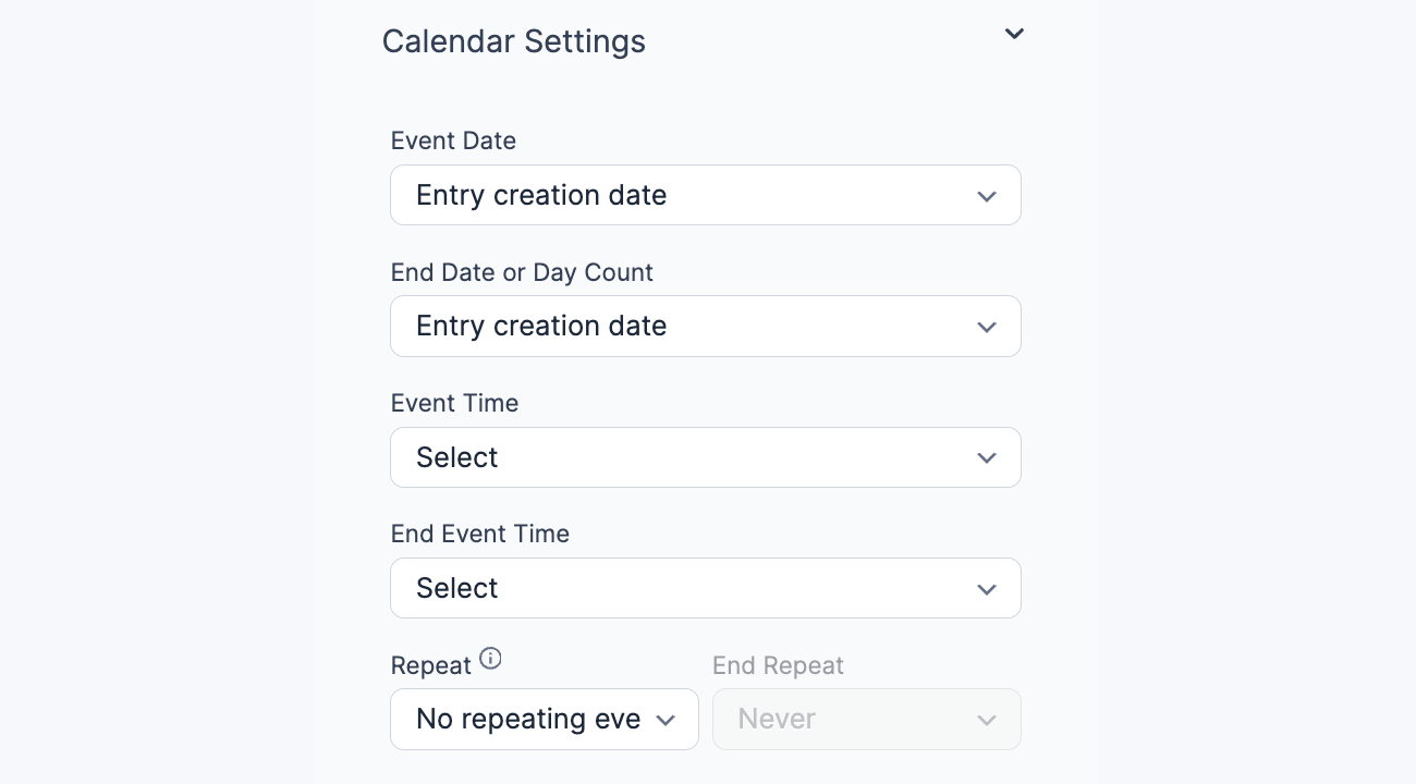 Visual Views Settings Calendar