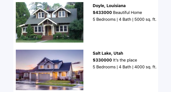 display real estate listings with Views