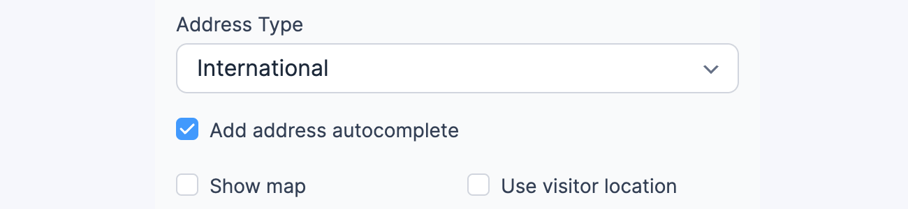 Create Map View with Add address autocomplete checkbox selected.