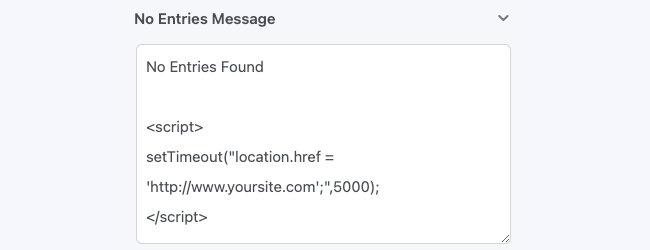 Create View Redirect No entries found