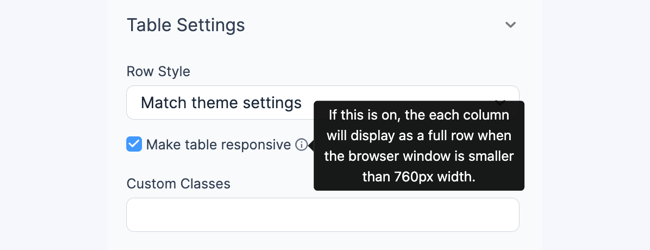 Create View Table Responsive