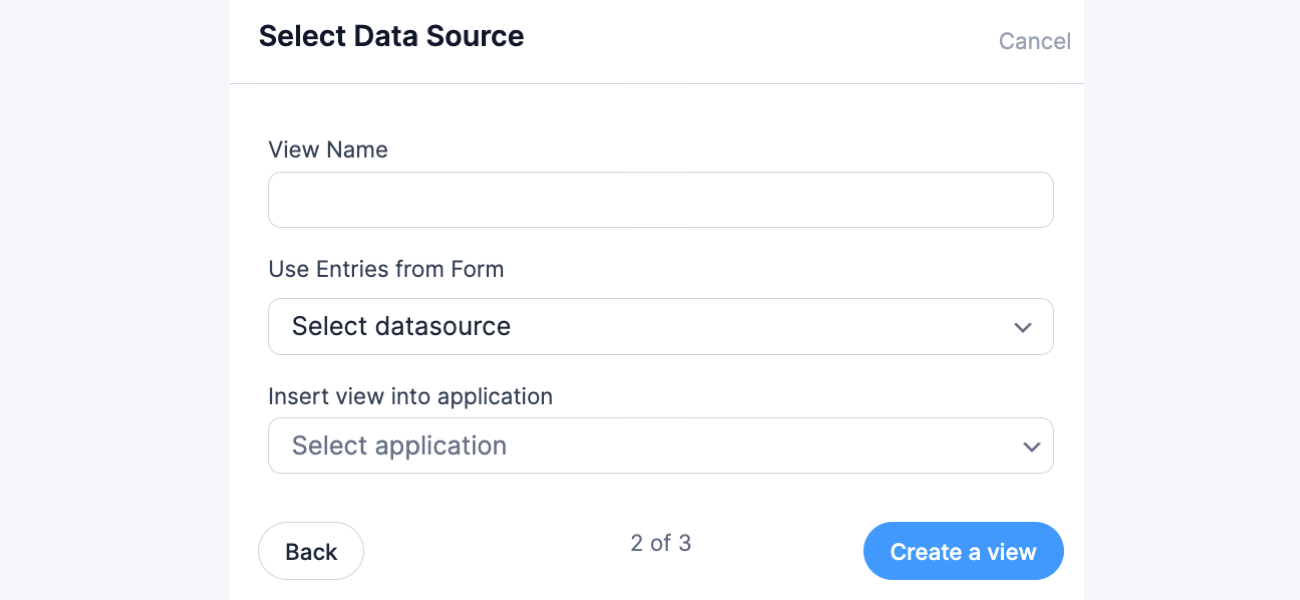 Create View Use Entries