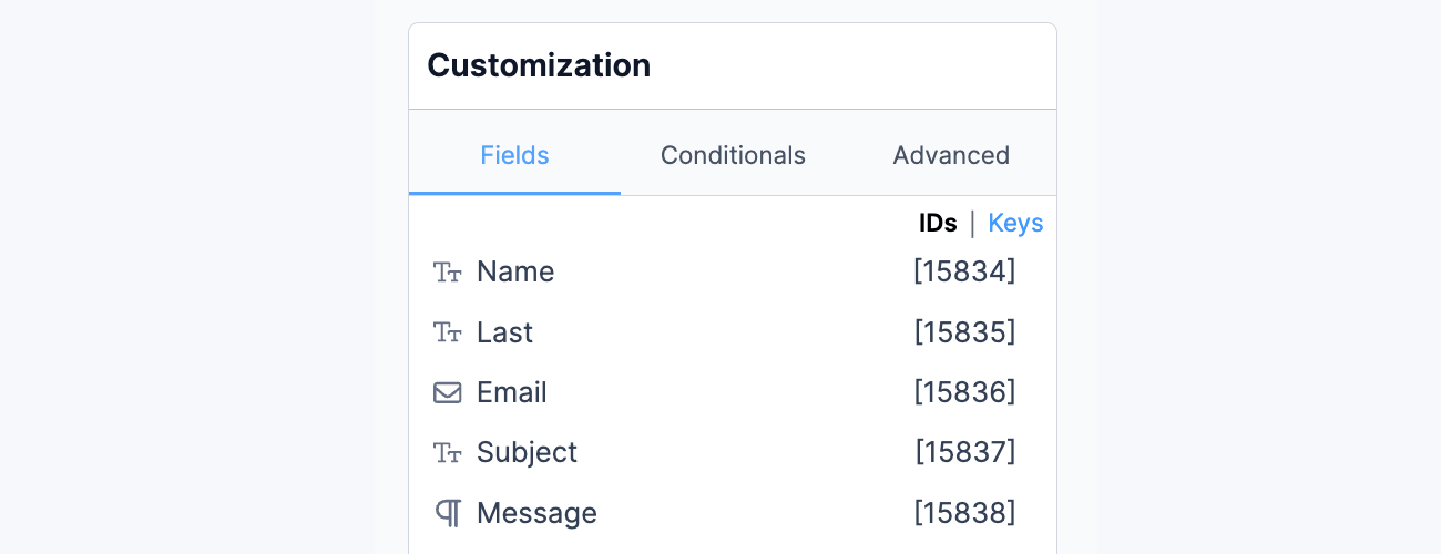 Customize Panel Insert Fields