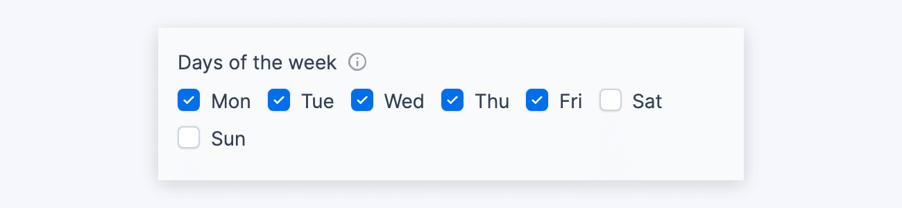 Days of the week with Saturday and Sunday unchecked