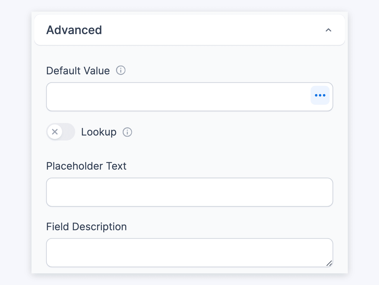 Dropdown Field options - Advanced, Default Value to Field Description Dropdown Field options - Advanced, Default Value to Field Description