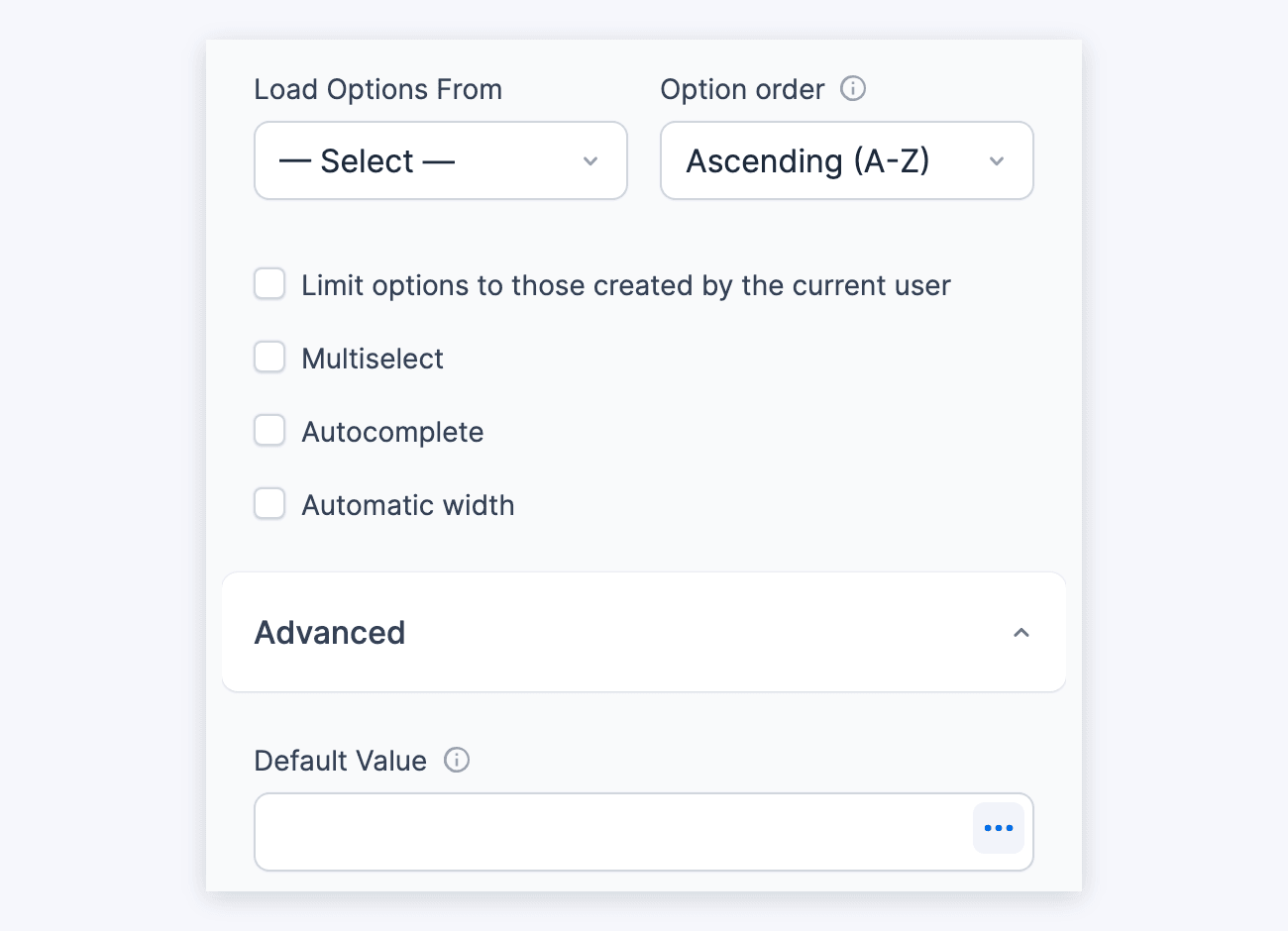 Dynamic Field Options - Dynamic Options and Advanced Default Value