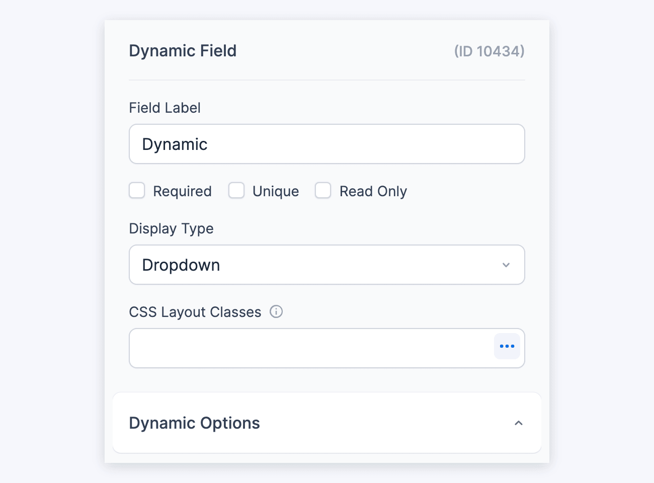 Dynamic Field Options - Field Label to Dynamic Options