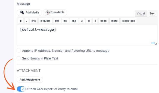 Attach a CSV export to email notifications