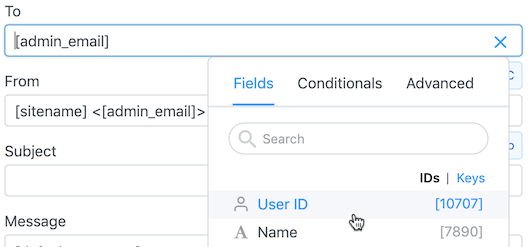 Formidable Forms' dynamic text settings.