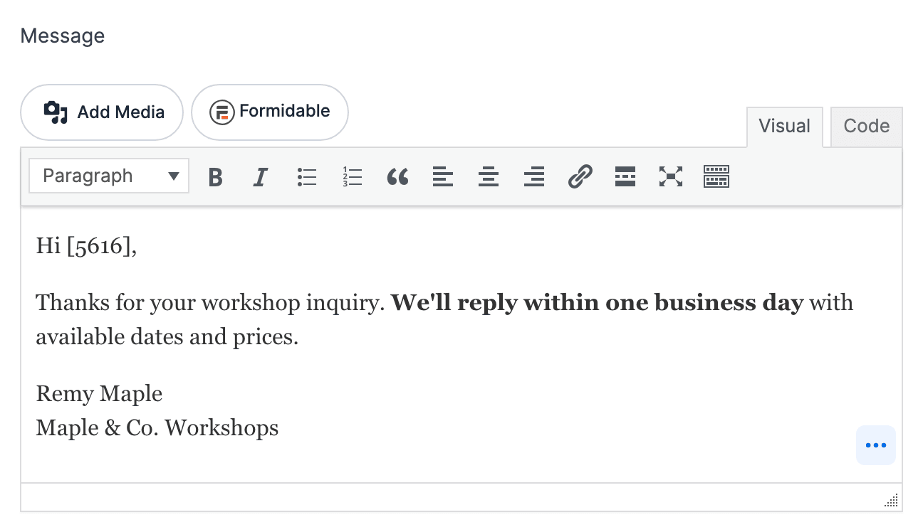 Customize message - Rich Text Editor Customize message - Rich Text Editor