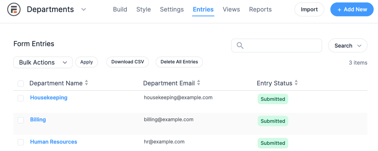 Email Routing Dynamic Field Entry Options