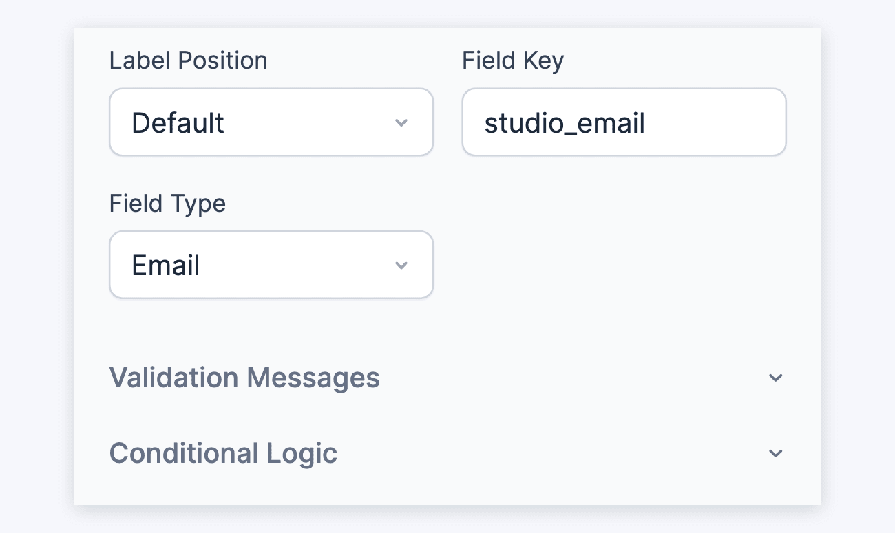 Email Field Options - Label Position to Conditional Logic