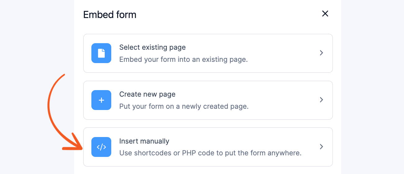 Embed Form Modal Insert Manually