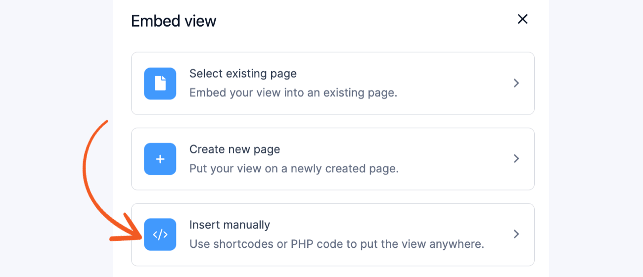 Embed View Modal Insert Manually