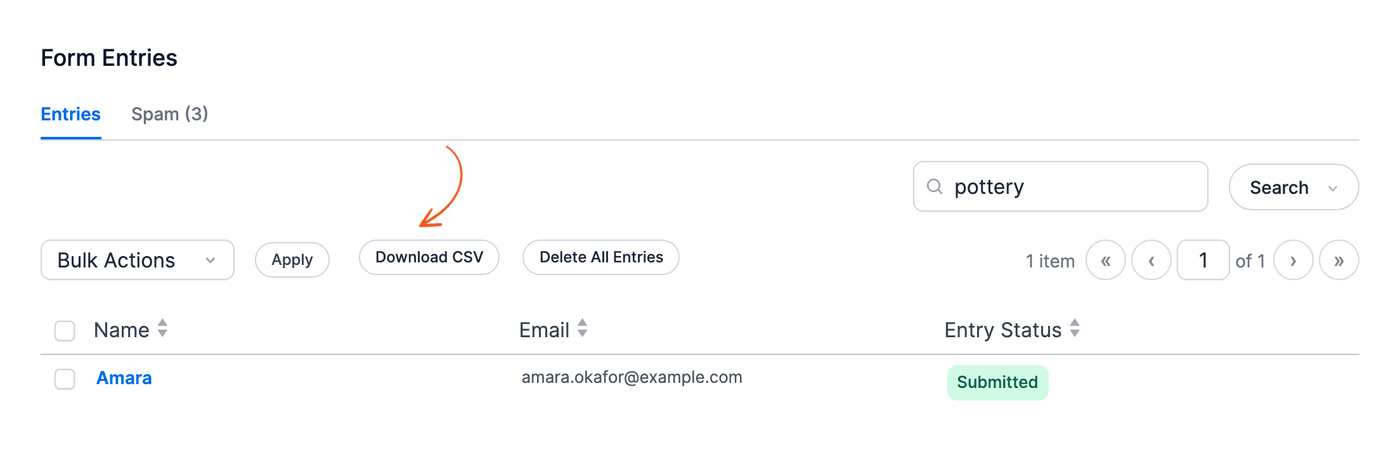 Entry Download CSV after a search Entry Download CSV after a search