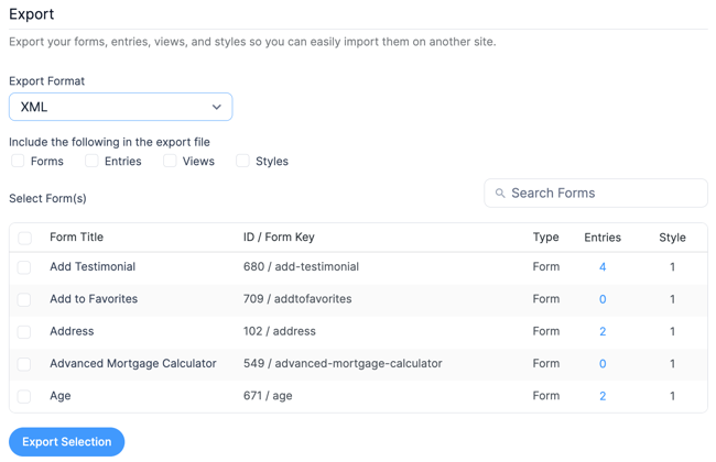 Export Files XML