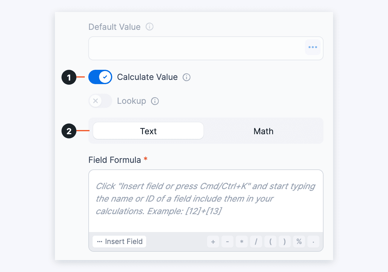 Field Calculation - Calculate Value toggled on with Text selected Field Calculation - Calculate Value toggled on with Text selected